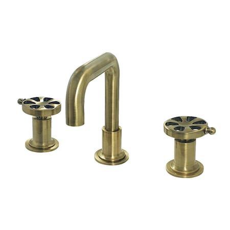 Kingston Brass KS142RXAB Widespread Bathroom Faucet with Push Pop-Up, Antique Brass KS142RXAB